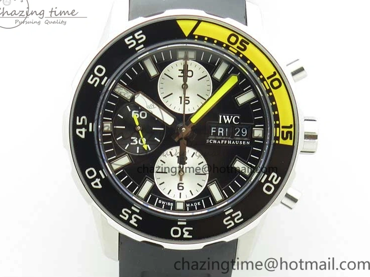 MIROTIME 0305 Aquatimer Chrono IW376702 SS BLS 1:1 Best Edition Black Dial on Black Rubber Strap A WellDesigned 7105